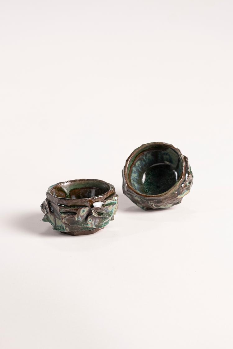 Green Kurinuki Cup (set of 2)